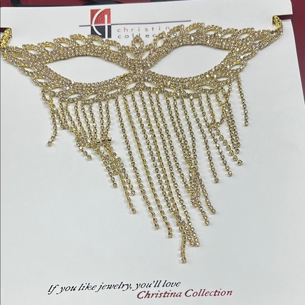 Gold Masquerade Mask with Rhinestones